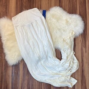 APT 9 White Boho Flowy Coquette Maxi Skirt with Feminine Lace Hem • Size S